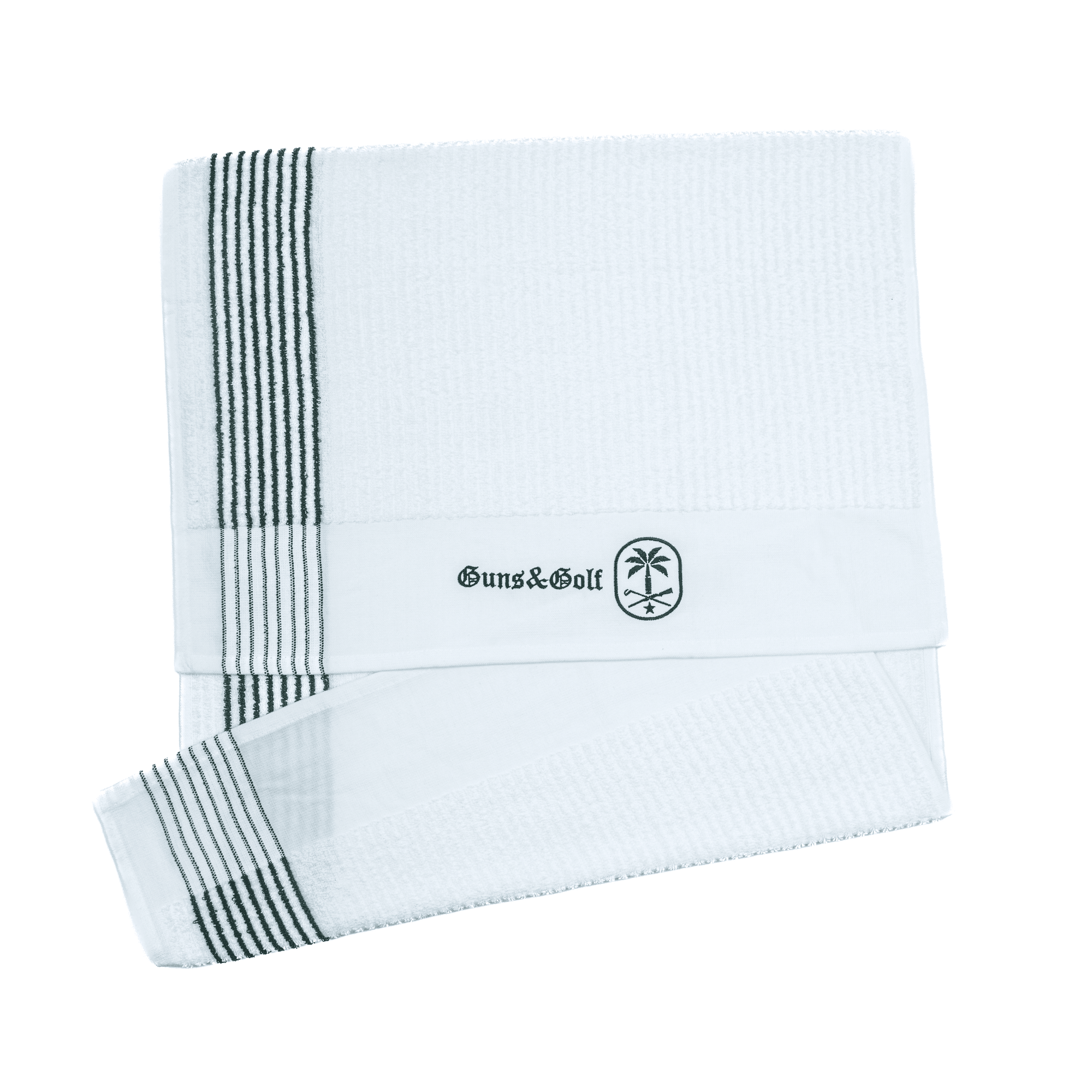 Caddy Towel in White/Green - Guns and Golf