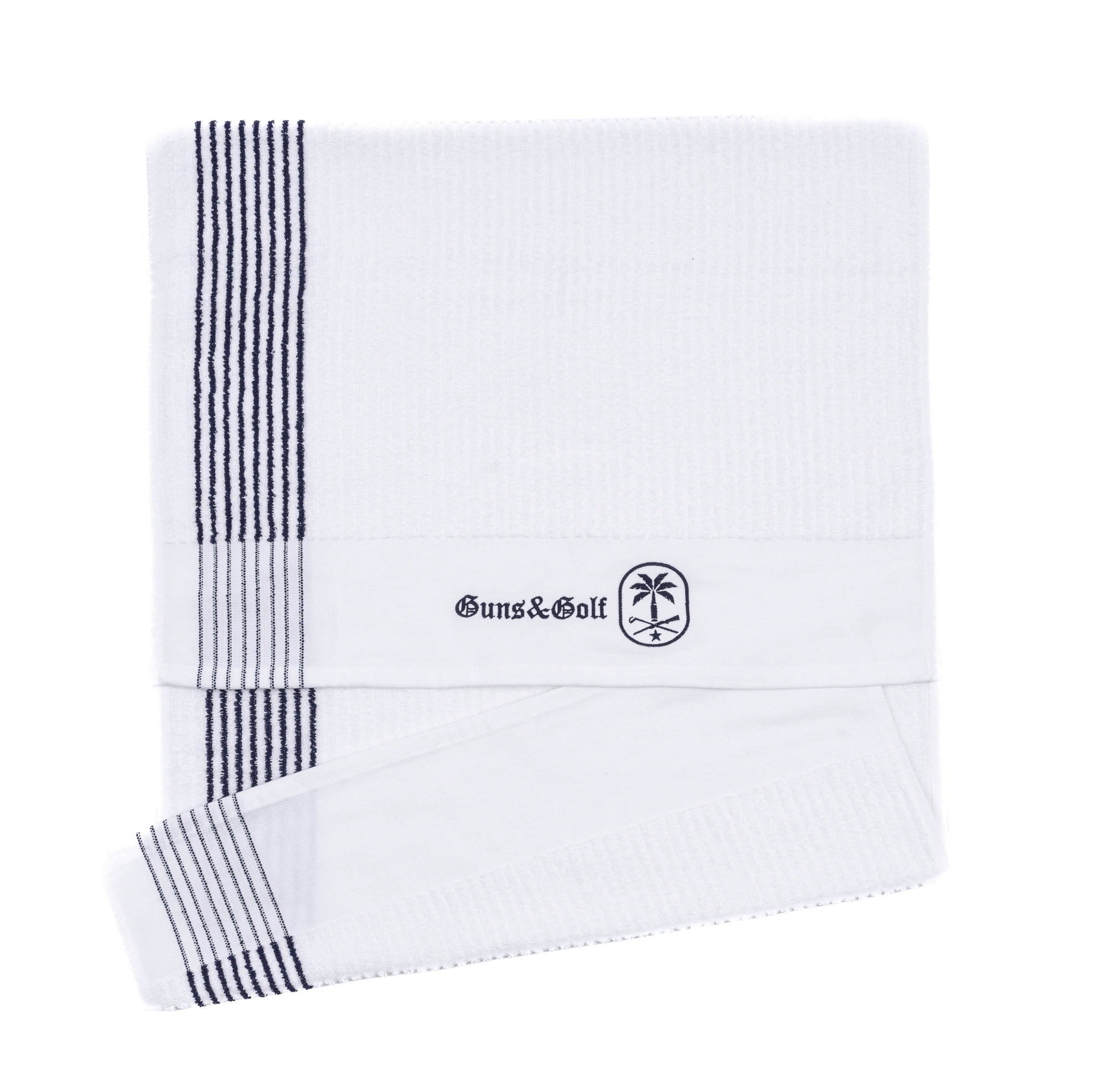 Caddy Towel in White/Navy Blue - Guns and Golf